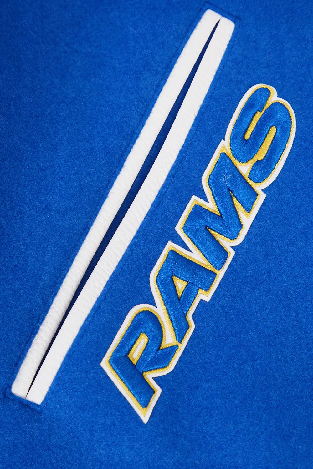 NFL Los Angeles Rams Classic Pro Standard Logo Royal Blue Varsity Jacket - Image 7