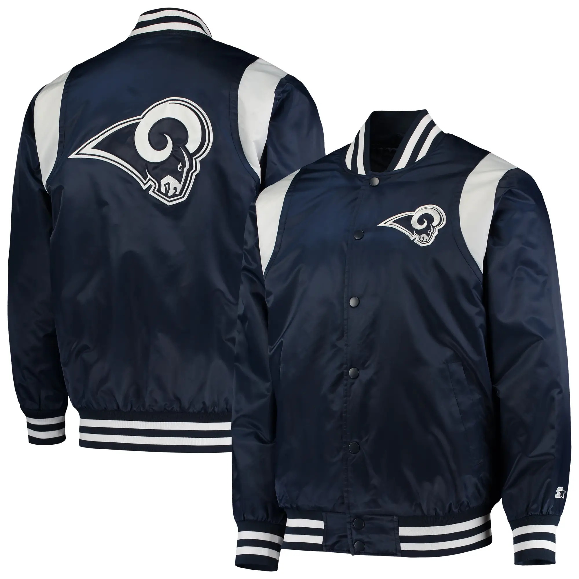 NFL Los Angeles Rams The Prime Time Navy Blue Varsity Jacket - Image 4
