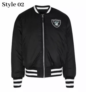 Alternative view of NFL Los Vegas Raiders New Era X Alpha Industries MA-1 Reversible Varsity Jacket