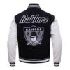 NFL Las Vegas Raiders Pro Standard Logo Classic Black & White Varsity Jacket - Image 3