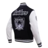 NFL Las Vegas Raiders Pro Standard Logo Classic Black & White Varsity Jacket - Image 4