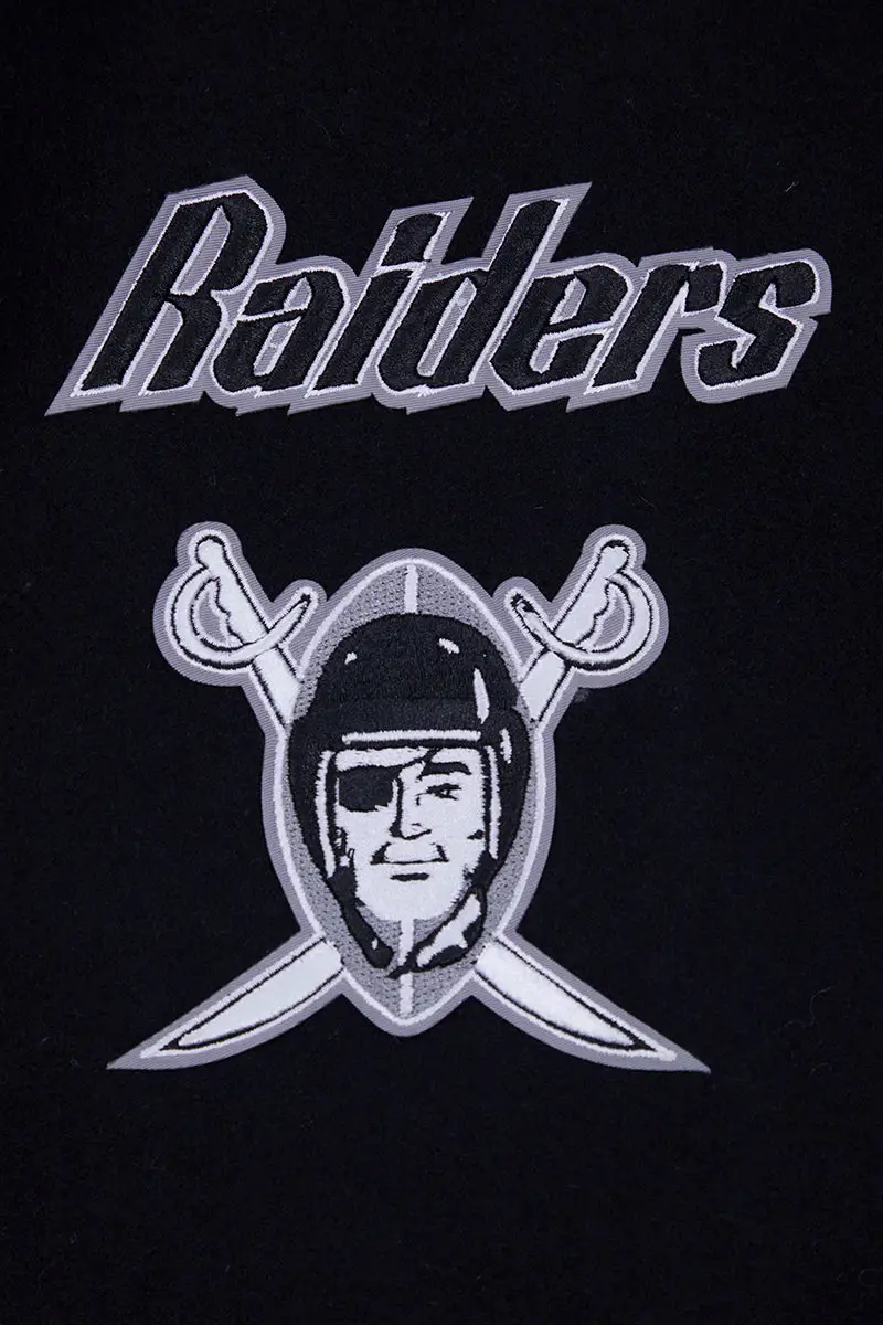 NFL Las Vegas Raiders Pro Standard Logo Classic Black & White Varsity Jacket - Image 5