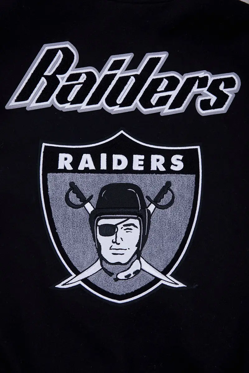 NFL Las Vegas Raiders Pro Standard Logo Classic Black & White Varsity Jacket - Image 8
