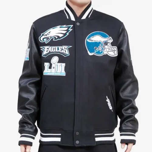 NFL Philadelphia Retro Classic Eagles Black Varsity Jacket