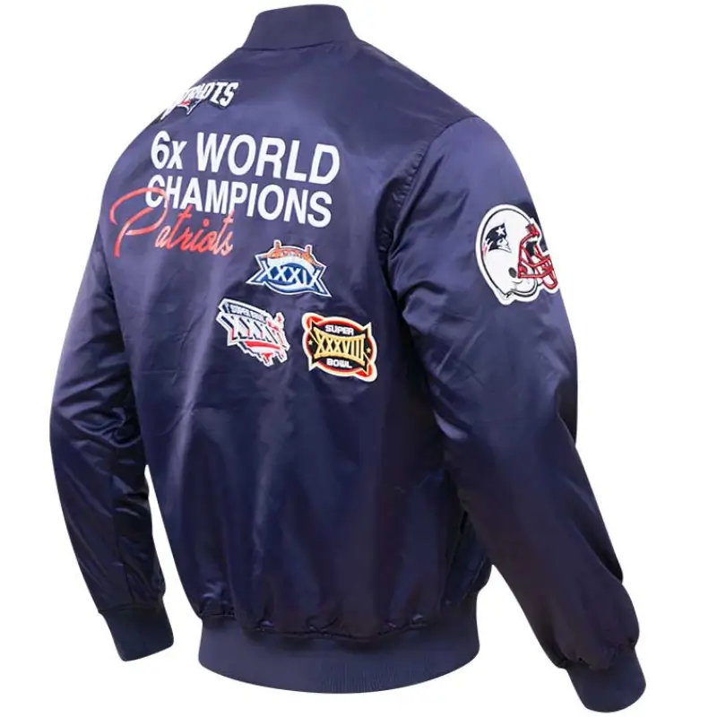 New England Patriots Team Players Players Satin Varsity Jacket - Image 2