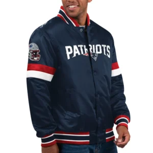 New England Patriots Home Game Rib Satin Varsity Jacket
