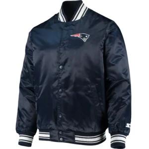 New England Patriots Locker Room Rib Satin Varsity Navy Jacket