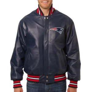 New England Patriots Full Leather navy Varsity Jacket
