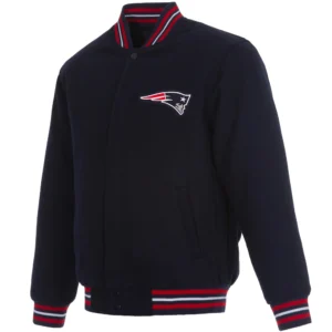 New England Patriots Navy Full Wool One Color Varsity Jacket