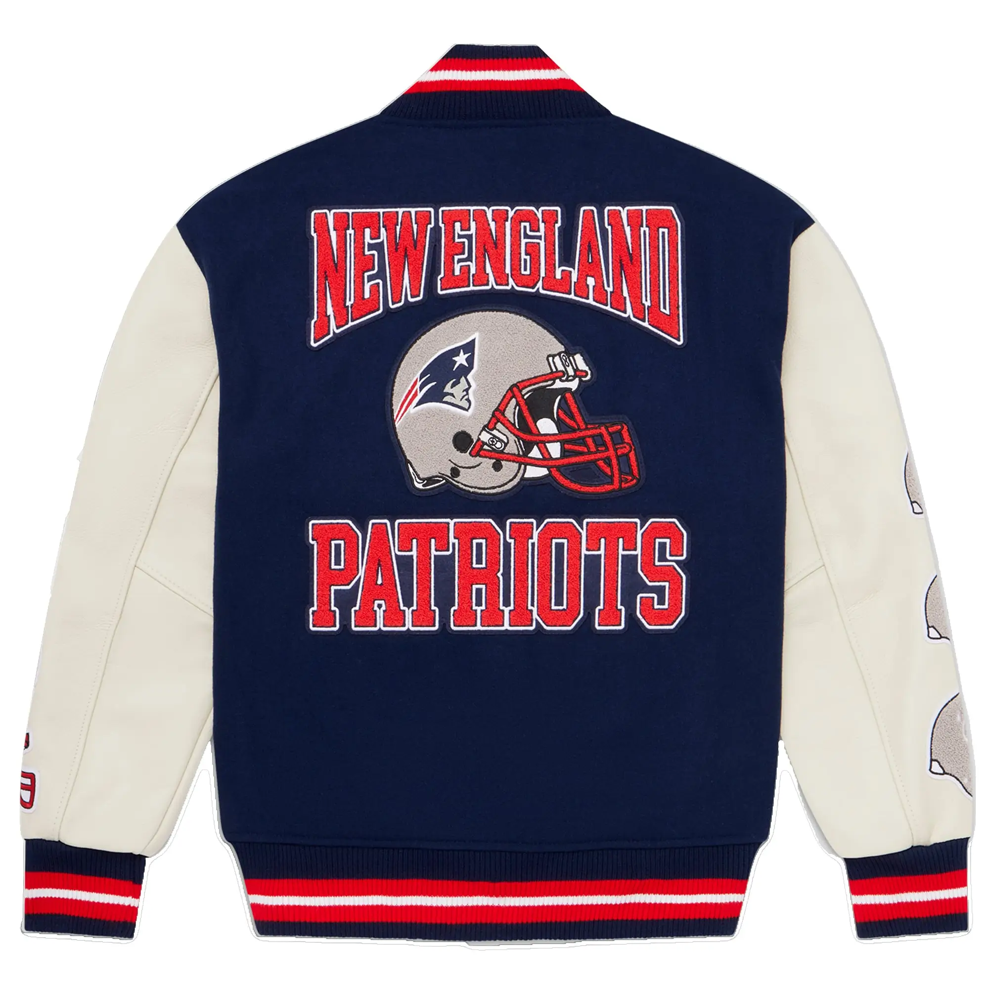 New England Patriots Full-Snap OVO Wool & Leather Varsity Jacket - Image 2