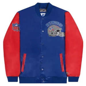 New England Patriots Locker Room Satin Varsity Jacket Blue & Red