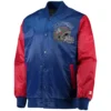 New England Patriots Locker Room Throwback Satin Varsity Jacket Button Closure