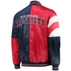 New England Patriots Leader Satin Varsity Jacket Navy & Red - Image 2