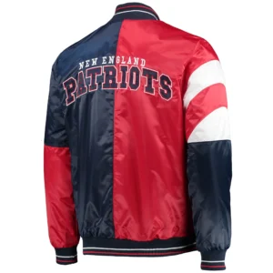 Alternative view of New England Patriots Leader Satin Varsity Jacket Navy & Red