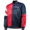 New England Patriots Leader Satin Varsity Jacket Navy & Red