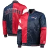New England Patriots Leader Satin Varsity Jacket Navy & Red - Image 3