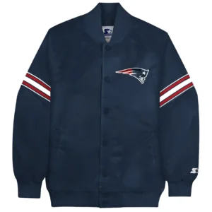 New England Patriots Vintage Satin Varsity Navy Jacket