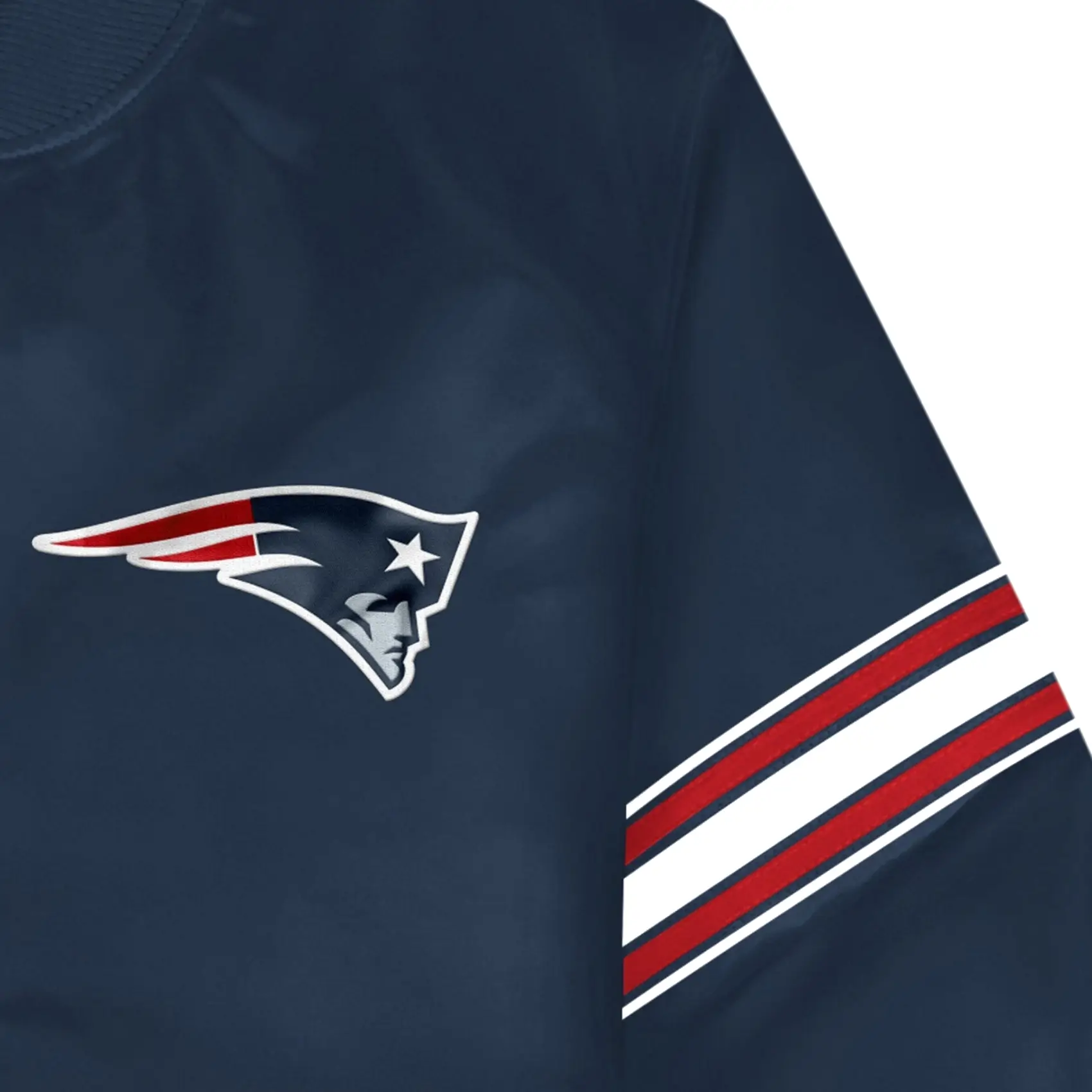 New England Patriots Vintage Satin Varsity Navy Jacket - Image 4