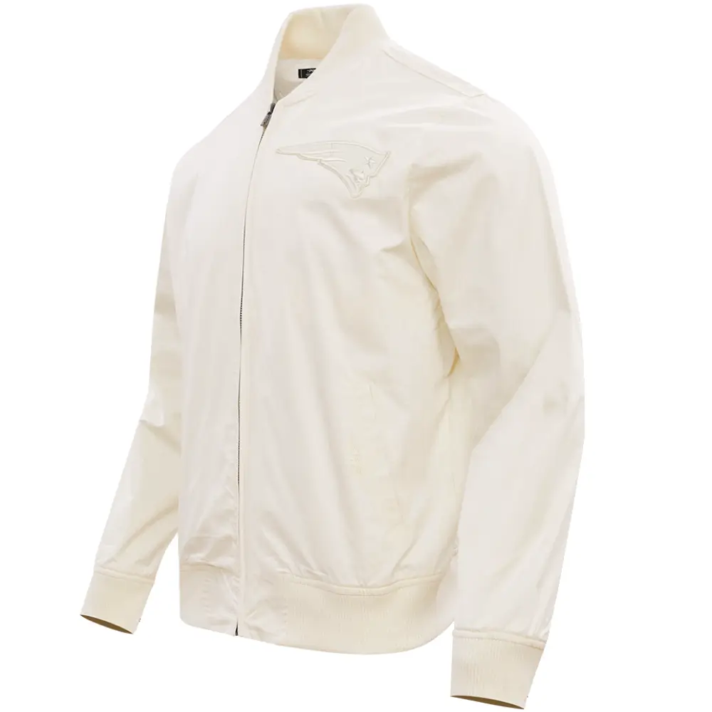 New England Patriots Neutral Satin Varsity Zipper Jacket - Image 3