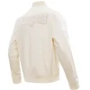 New England Patriots Neutral Satin Varsity Zipper Jacket - Image 4