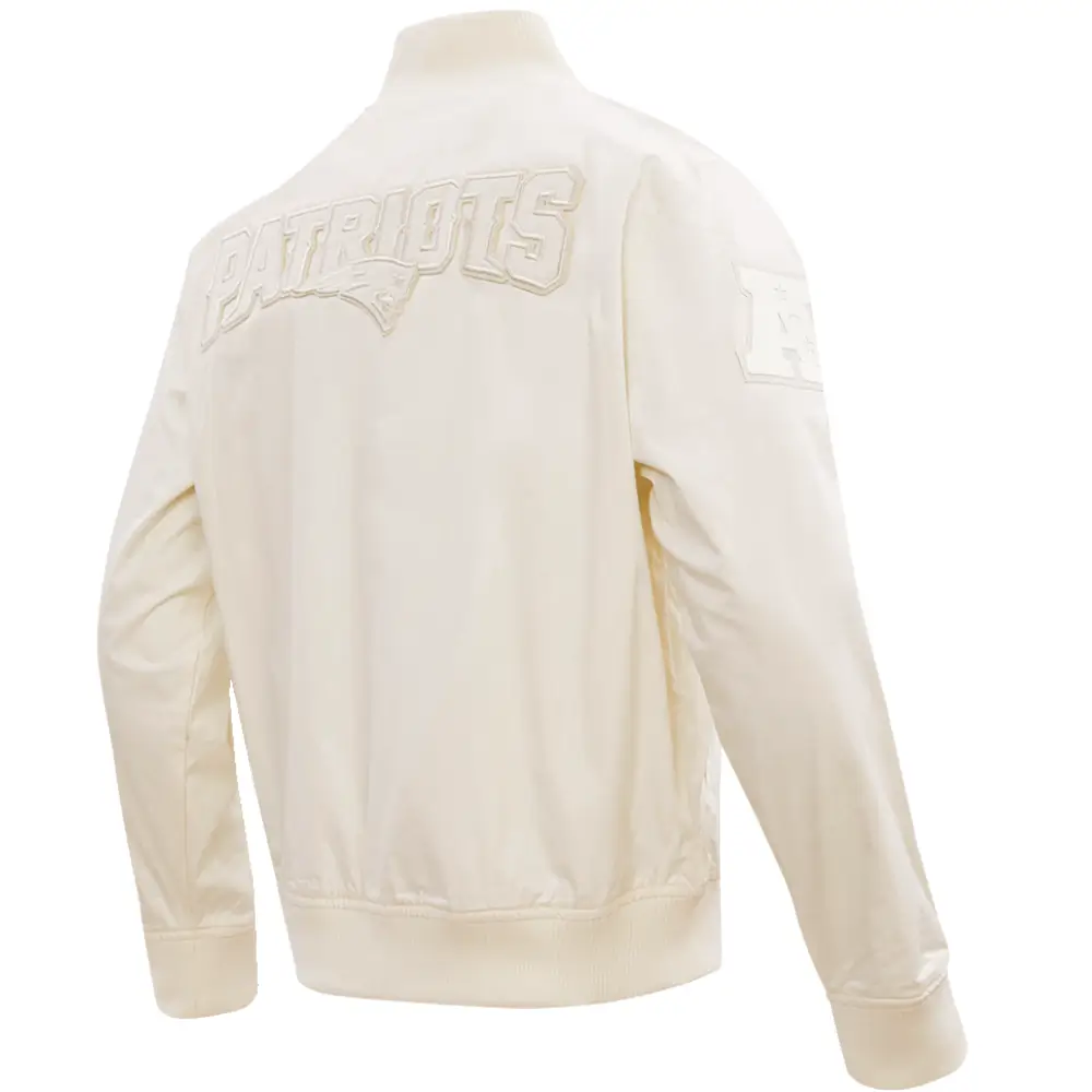 New England Patriots Neutral Satin Varsity Zipper Jacket - Image 4
