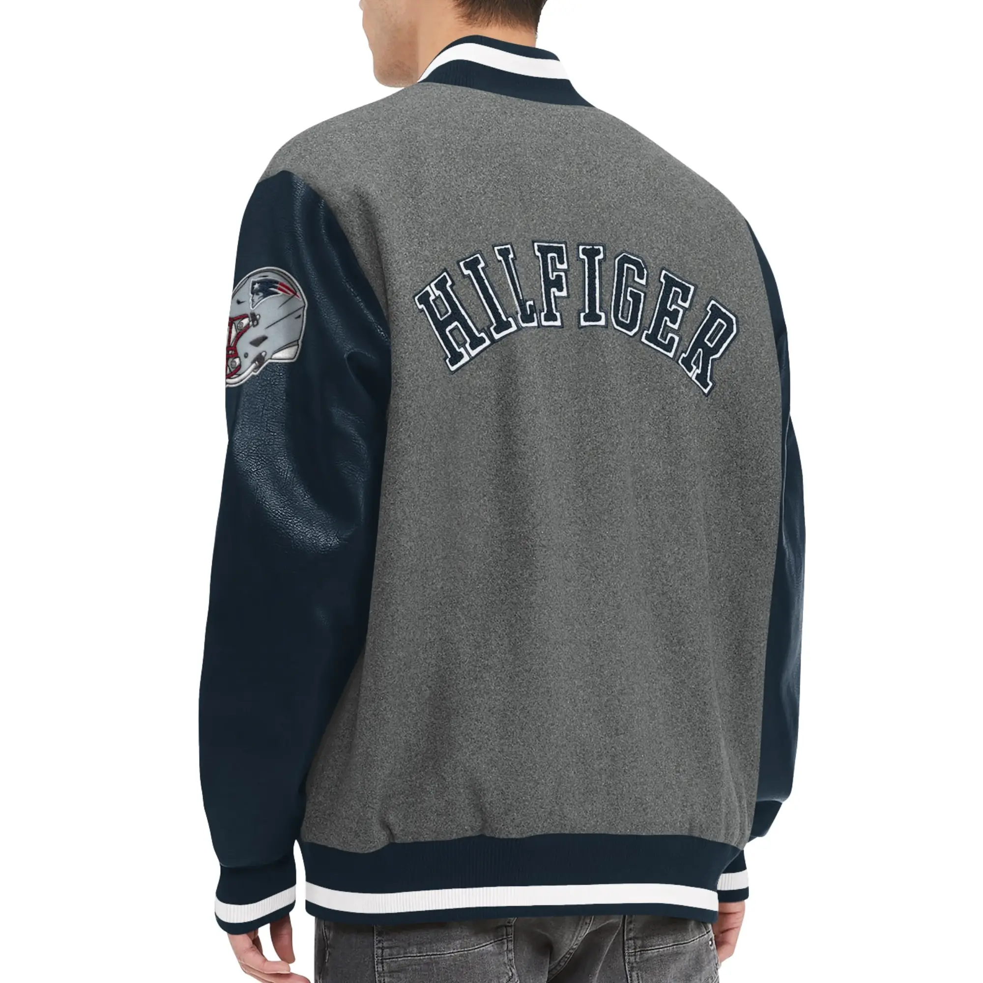 New England Patriots Heather Gunner Full-Snap Tommy Hilfiger Varsity Jacket - Image 2