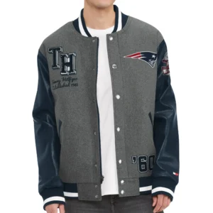 New England Patriots Heather Gunner Full-Snap Tommy Hilfiger Varsity Jacket