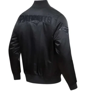 Alternative view of New England Patriots Triple Black Satin Varsity Jacket