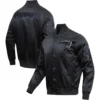 New England Patriots Triple Black Satin Varsity Jacket - Image 3