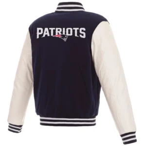 Alternative view of New England Patriots Two Tone Wool & Leather Varsity Jacket