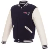 New England Patriots Two Tone Wool & Leather Varsity Jacket