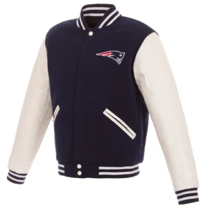 New England Patriots Two Tone Wool & Leather Varsity Jacket