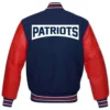 Alternative view of New England Patriots Letterman Wool & Leather Varsity Jacket Blue & Red