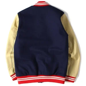Alternative view of New England Patriots Letterman Wool & Leather Varsity Jacket Navy & Golden
