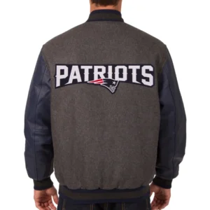 Alternative view of New England Patriots Wool & Leather Reversible Varsity Jacket charcoal & Navy