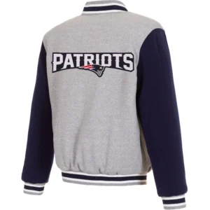 Alternative view of New England Patriots Full Wool Two Tone Varsity Jacket Gray & Navy