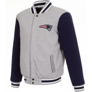 New England Patriots Full Wool Two Tone Varsity Jacket Gray & Navy