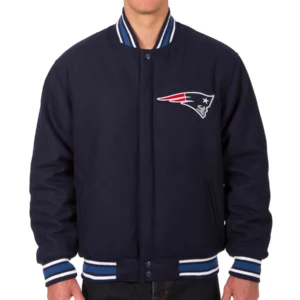 New England Patriots Full Wool One Color Varsity Jacket with Logo