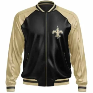 New Orleans Saints Leather Varsity Zipper Jacket