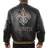 New Orleans Saints Full Leather Black Varsity Jacket - Image 2
