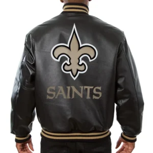 Alternative view of New Orleans Saints Full Leather Black Varsity Jacket