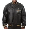 New Orleans Saints Full Leather Black Varsity Jacket