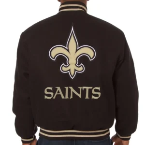 Alternative view of New Orleans Saints Black Full Wool One Color Varsity Jacket