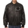 New Orleans Saints Bomber Full Leather Black Varsity Jacket