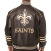 New Orleans Saints Classic Rib Full Leather Varsity Jacket - Image 2