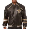 New Orleans Saints Classic Rib Full Leather Varsity Jacket