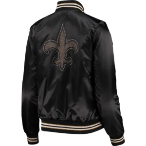 Alternative view of New Orleans Saints Classic Lover Black Rib Satin Varsity Jacket