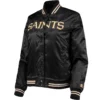New Orleans Saints Classic Lover Black Rib Satin Varsity Jacket