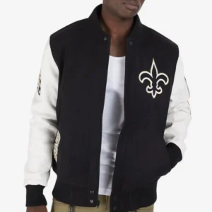 New Orleans Saints Wool & Leather Varsity Jacket