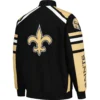 New Orleans Saints Logo Black & Golden Satin Varsity Jacket - Image 2